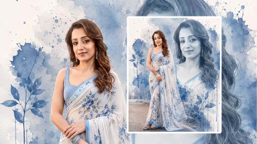 AI Prompts for Girls in White Floral Saree