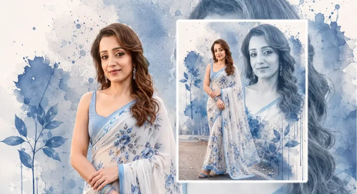 AI Prompts for Girls in White Floral Saree